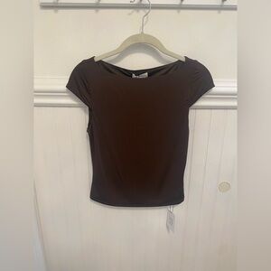 Lovers + Friends Chocolate Brown Short Sleeve Top